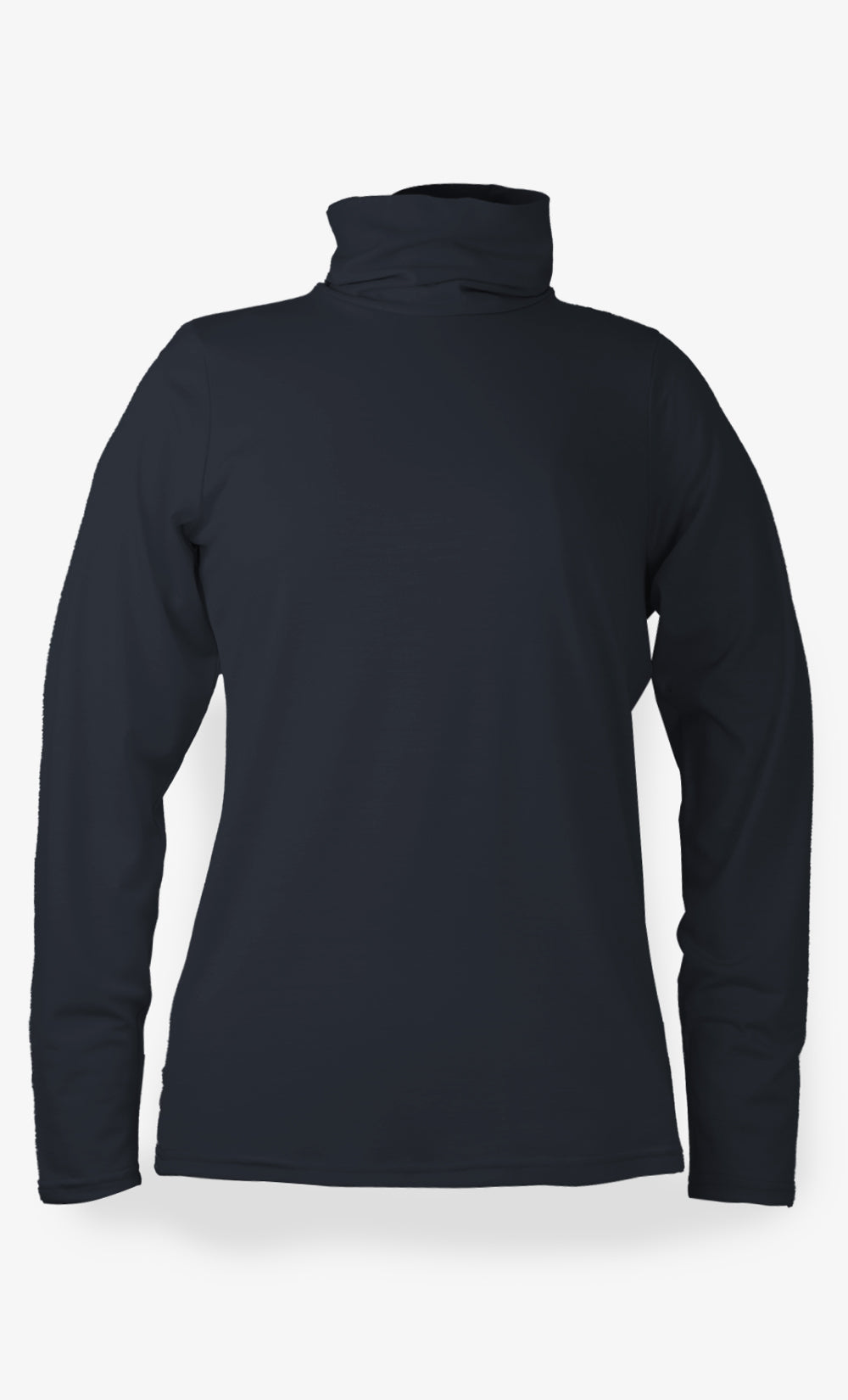 Col roulé femme noir en laine mérinos 190 GSM, manches longues, coupe régulière, idéal comme couche de base chaude.