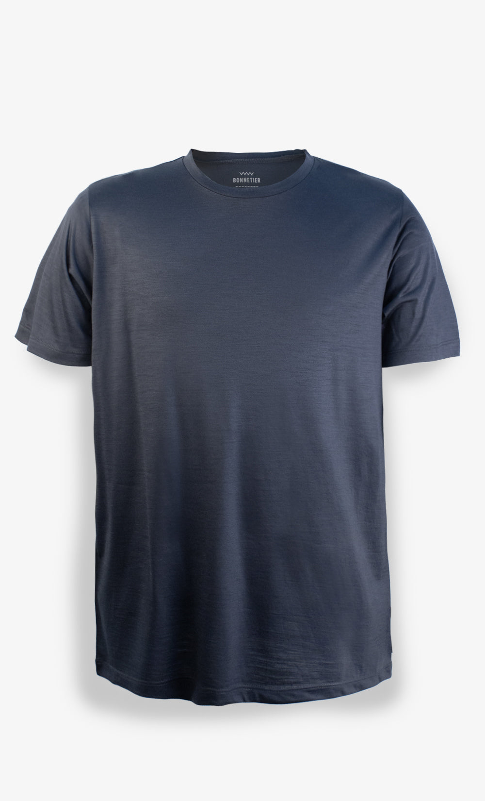 T-shirt homme en laine de mérinos charbon uni à manches courtes vue de face
