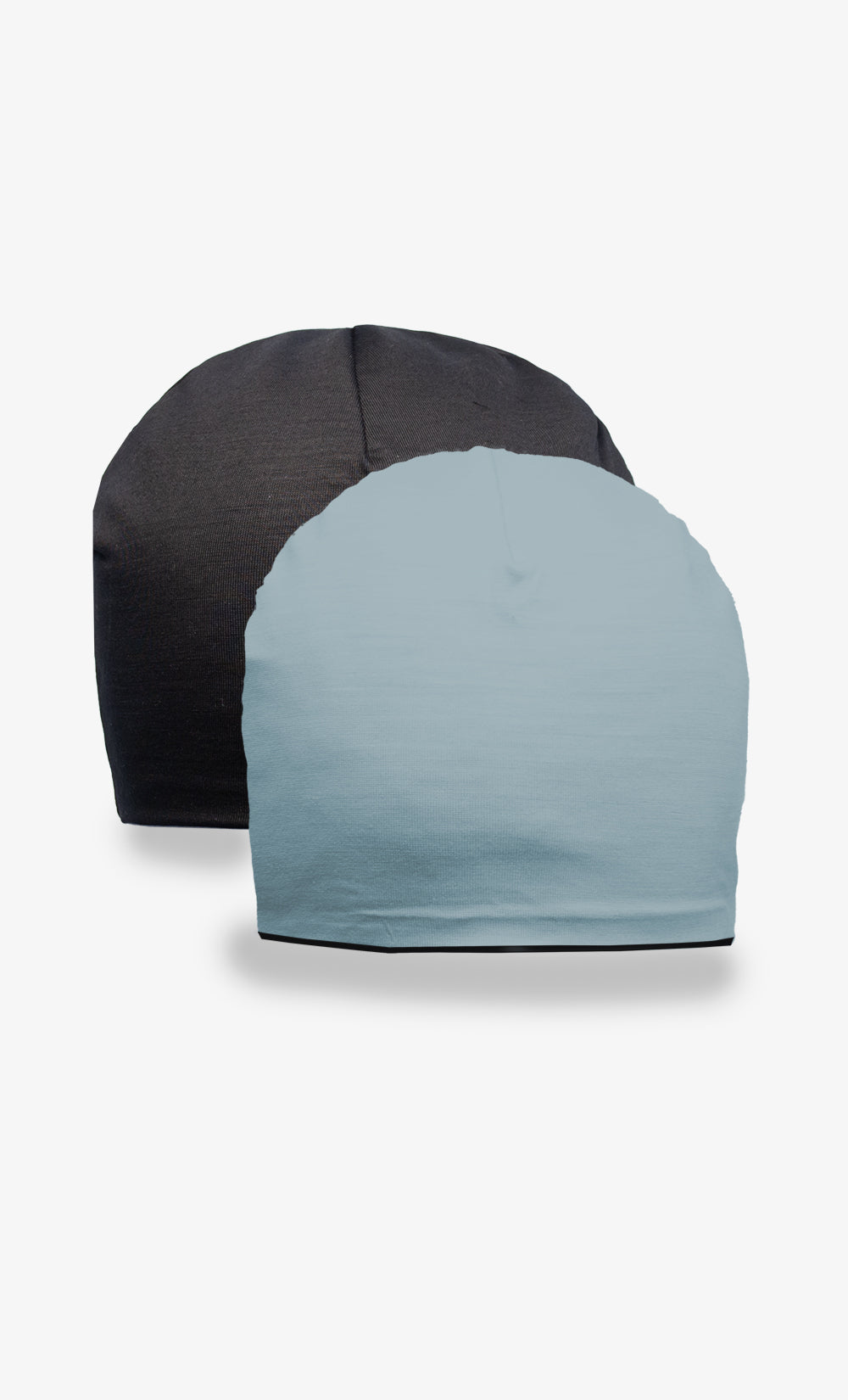 Tuque réversible en laine mérinos, dauphin et noir 