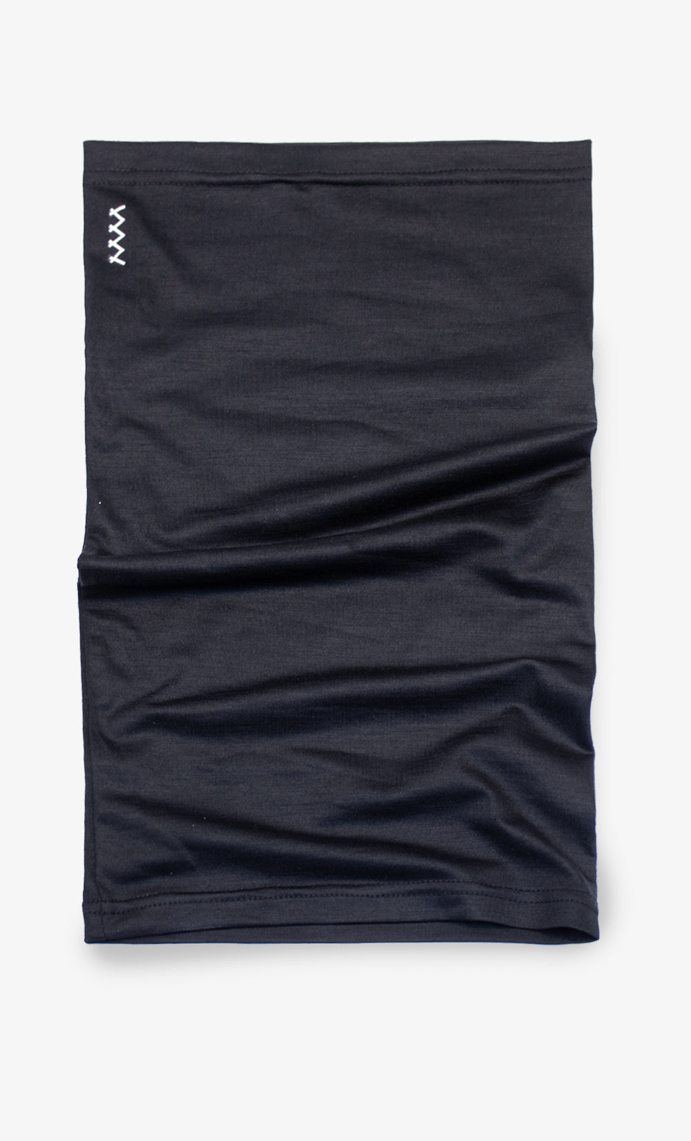 Cache-cou en laine mérinos Stretchwool noir, léger, extensible et fabriqué au Canada.